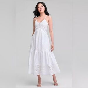 Super Natural by Secret Mission Daniela Eyelet Racerback White Lace Maxi Dress M